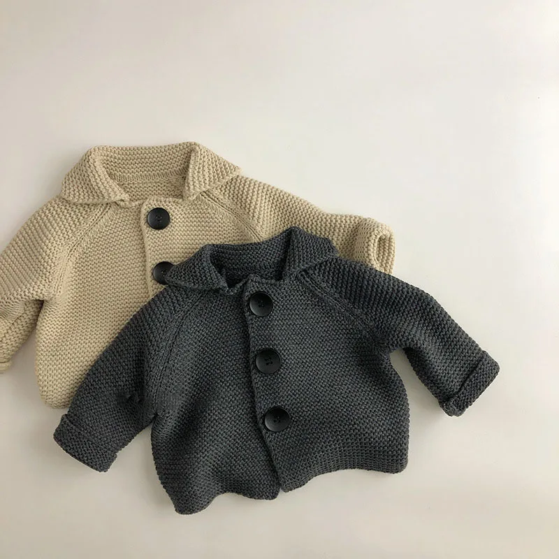 

LILIGIRL Kids Sweaters Single Breast Girls Cardigans Turn Down Collar Boys Sweaters Boys Winter Warm Clothes