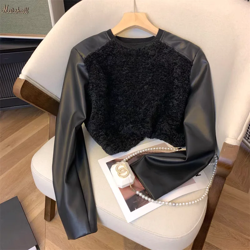 

Женская куртка из окрашенной овечьей шерсти и хлопка в стиле ретро, утолщенный и теплый плюшевый топ с хлопковой и меховой курткой, зима 2023