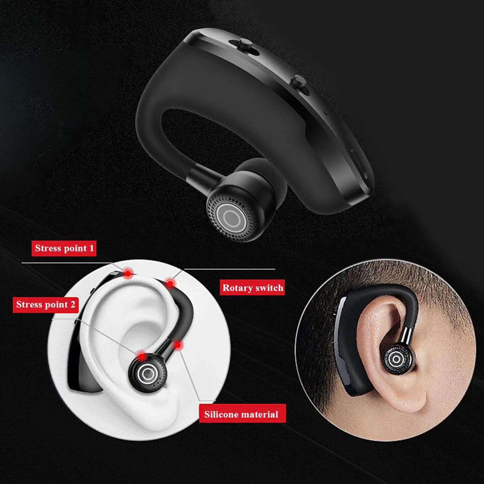 Earpiece V 4.0 Handsfree Headset 10 Hrs Driving Headset rs Standby Time for Android Laptop Trucker Driver V9