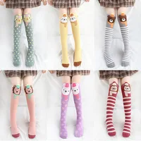 1pair children socks long socks girls cartoon knee socks free size foe 3-12 years child 1