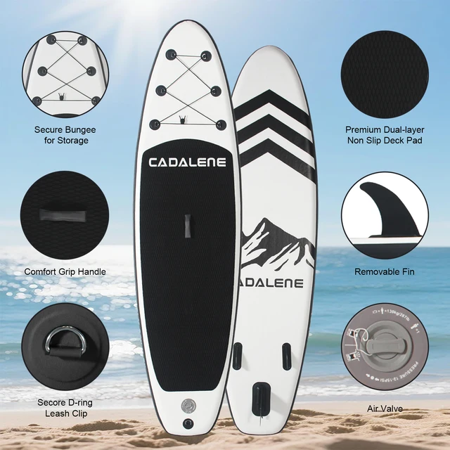 CADALENE Inflatable Stand Up Paddle Board with SUP Accessories, Anti-Slip EVA Deck 10' Inflatable Paddle Boards for Adults