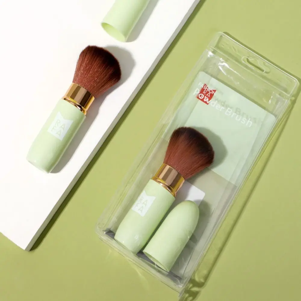 

Мягкая зеленая Косметическая кисть для растушевки кабуки, кисть для румян и бровей, практичная телескопическая Косметическая кисть для женщин