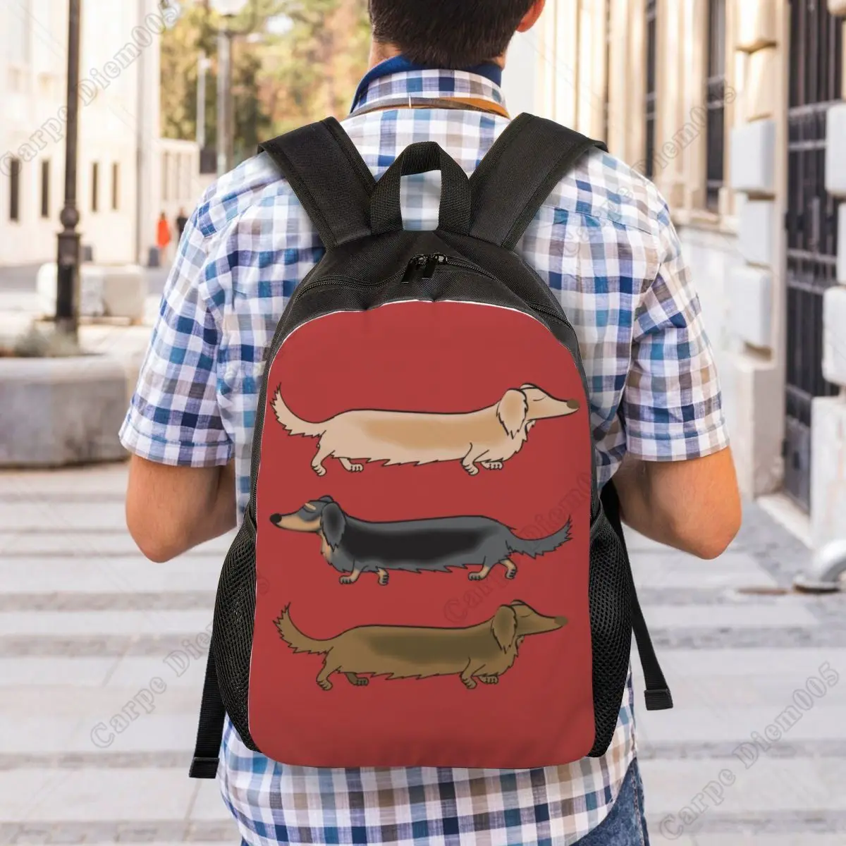 MDI BooBoo Dachshund Mini Backpack – Multicolor Hotdog Pattern, Compact & Cute - View #8