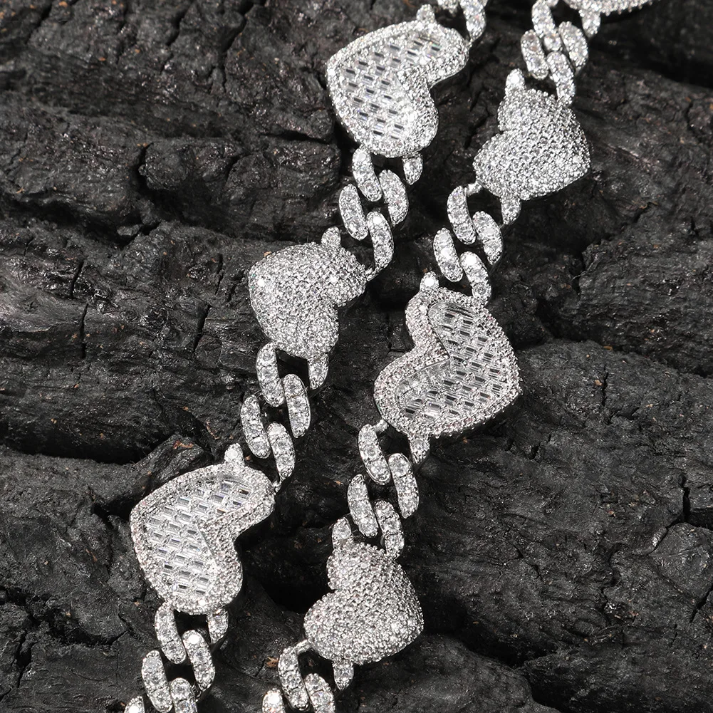

Heart Shape 10mm Bling Bling Iced Out Brass Chain CZ Necklace Fashion Hip Hop Jewelry BN042