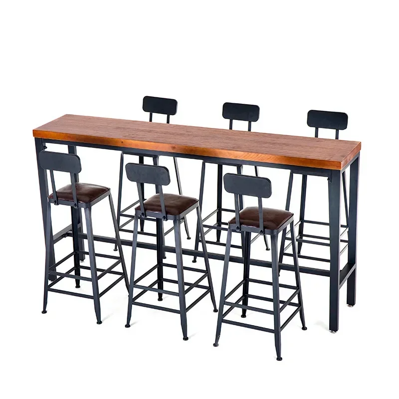 

Customized industrial style bar table for home living room wall small bar bar iron solid wood high table and chairs