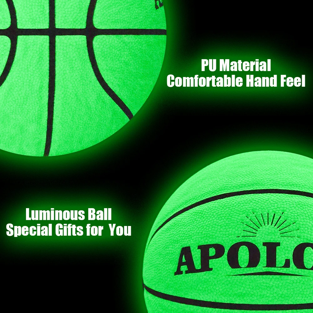 Size 7 Glow In The Dark Basketball, Luminous Glowing PU Leather Ball, For Indoor & Outdoor Use 6