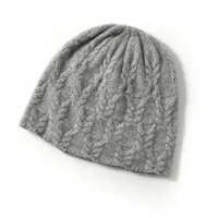100%Cashmere Beanies Hat for Women Winter Autumn Soft Warm Luxury Cashmere Bonnet Fashion Flower Pattern Slouchy Skullies Cap 2