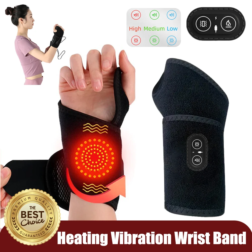 Heated Wrist Support with Vibration Therapy for Pain Relief