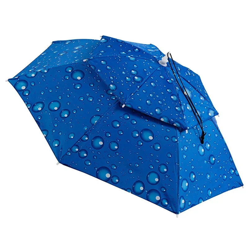 Outdoor Folding Umbrella Fishing Sun Shade Portable Rain Hat Anti-UV Camping Fishing Headwear Cap Beach Head Hats