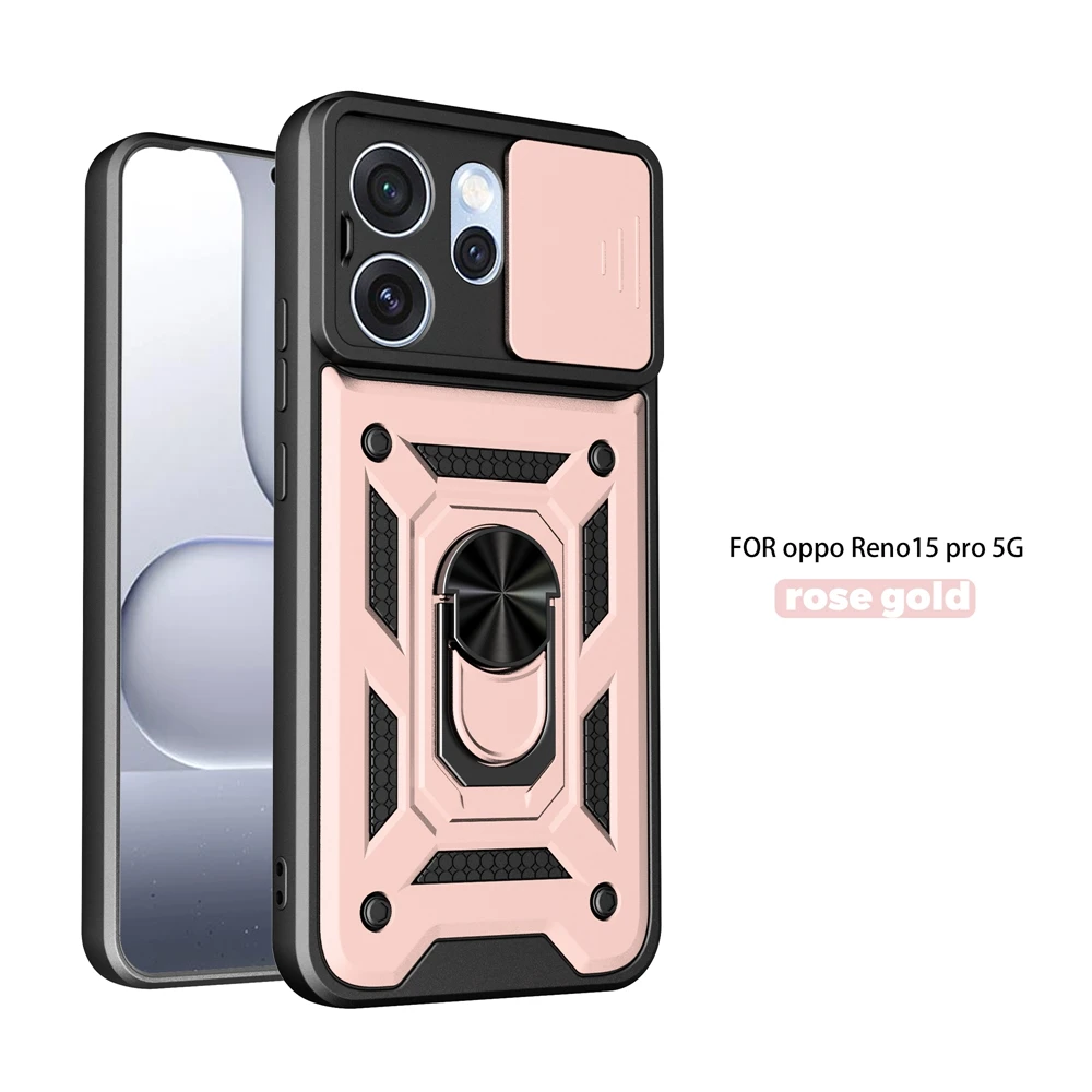 Armor Magnetic Ring Shockproof Case with Slide Camera Protection