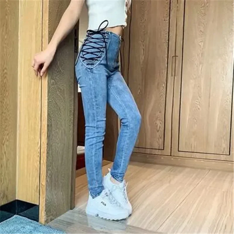 Women's Jeans Black Ripped Jeans For Women 2023 High Waist Trousers Elastic Denim Pants Women Fashion Stretch Pencil Pants 5XL
