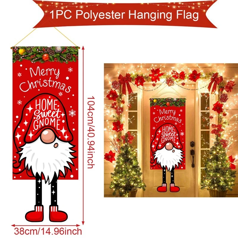 thumbnail image 1 of Bandera colgante de Papá Noel, decoraciones navideñas para el hogar, adornos navideños 2024, regalos de Navidad y Año Nuevo 2025, 1 of 5