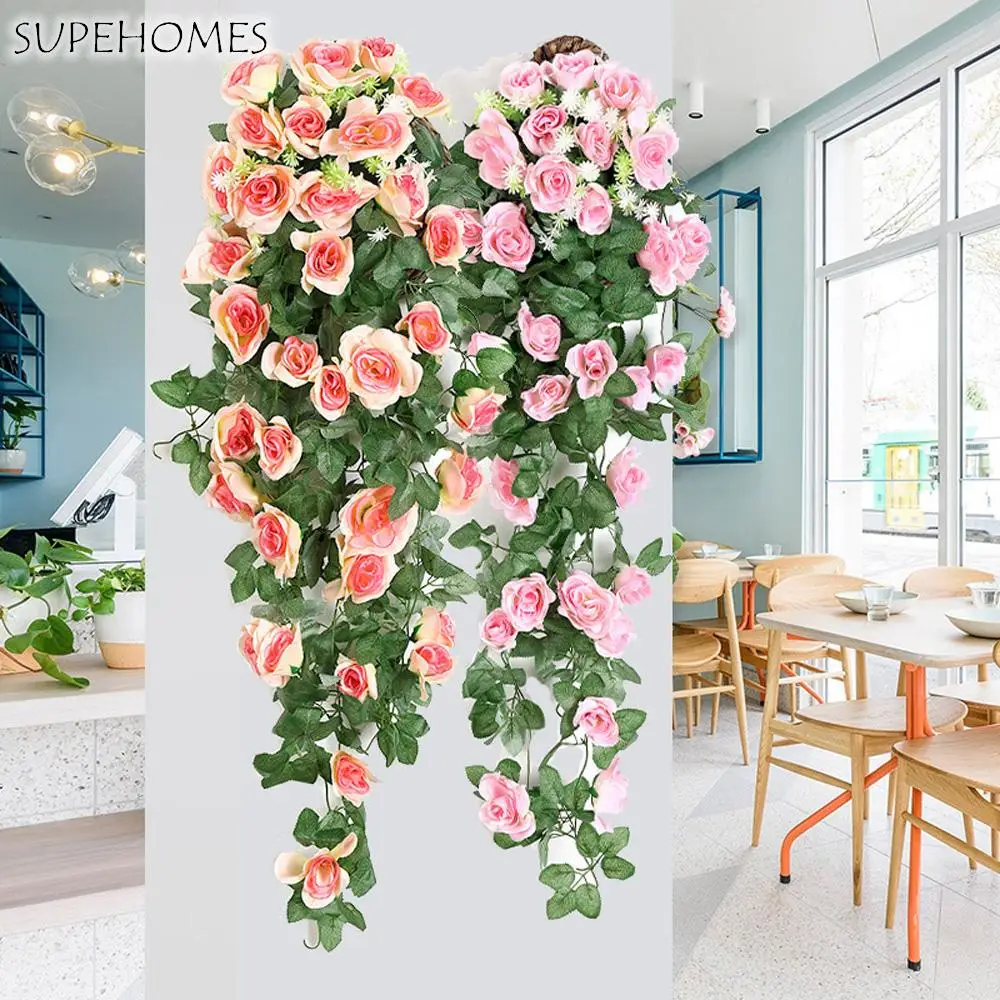 

90cm 18 Flowers Vine Flower Plant Artificial Flower Hanging Rose Ivy Home Office Wedding Party Garden Craft Art Decoration