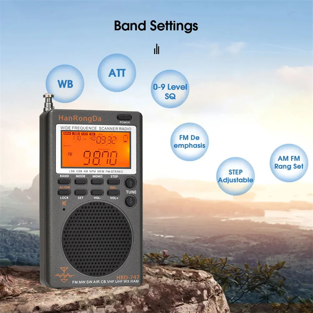 HRD747PortableFullBandRadioStereoSoundSpeakerWithLCDFMMWSW