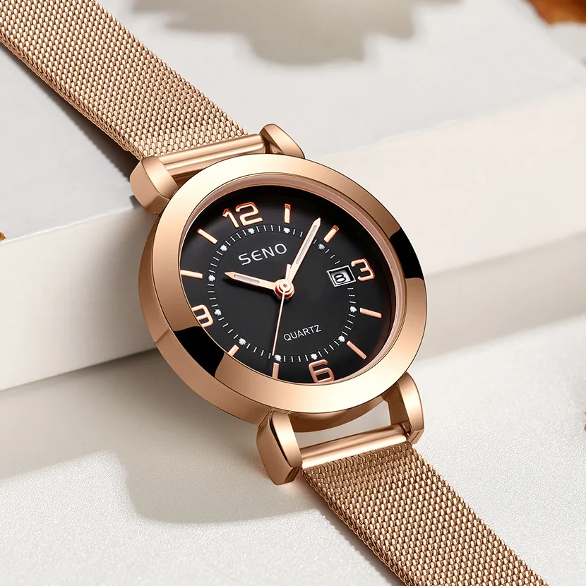 Fully Automatic Non-mechanical Women's Watch Glow-in-the-dark Waterproof Single Calendar Student Steel Strap Wrist Embellishment