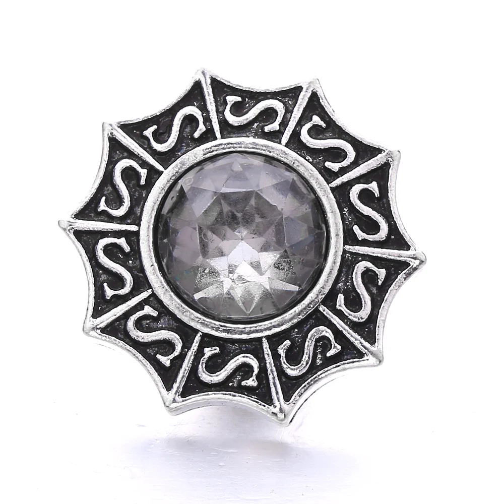 30pcs Retro Snap Button Jewelry Rhinestone Metal 18mm Snap Buttons Fit Bracelet Necklace