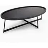 Modern Coffee Table, Oval Wood Coffee Table Center Table with Metal Leg for Living Room, 47 Inch Coffee Table Accent Furniture 1