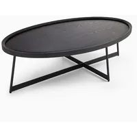 Modern Coffee Table, Oval Wood Coffee Table Center Table with Metal Leg for Living Room, 47 Inch Coffee Table Accent Furniture 1