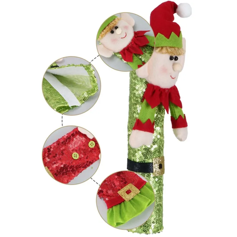 2/1PC Christmas Refrigerator Handle Cover Cloth Elf Santa Microwave Kitchen Fridge Door Knob Protector Xmas Decorations Home