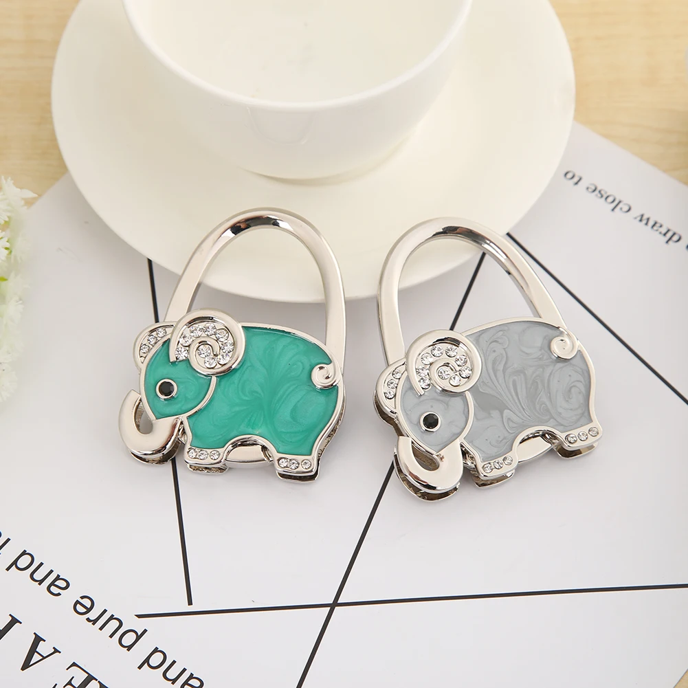Zinc Alloy Table Hooks Elephant Shape Foldable Bag Hook Hanger Handbag Holder