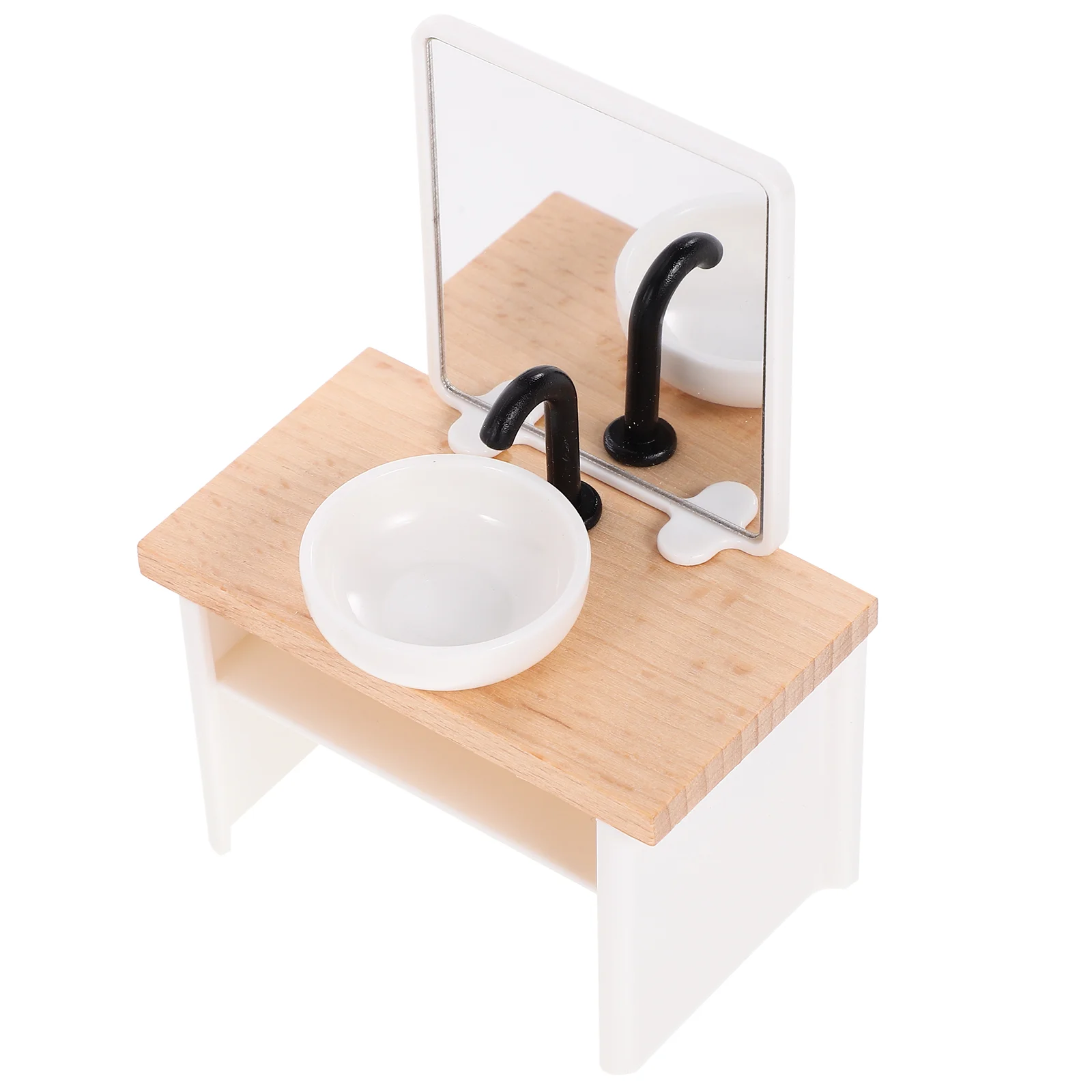Mini Washroom Miniature Furniture Decoration Washing Basin House Supply Model Home Sink for Supplies Wood Plastic Child