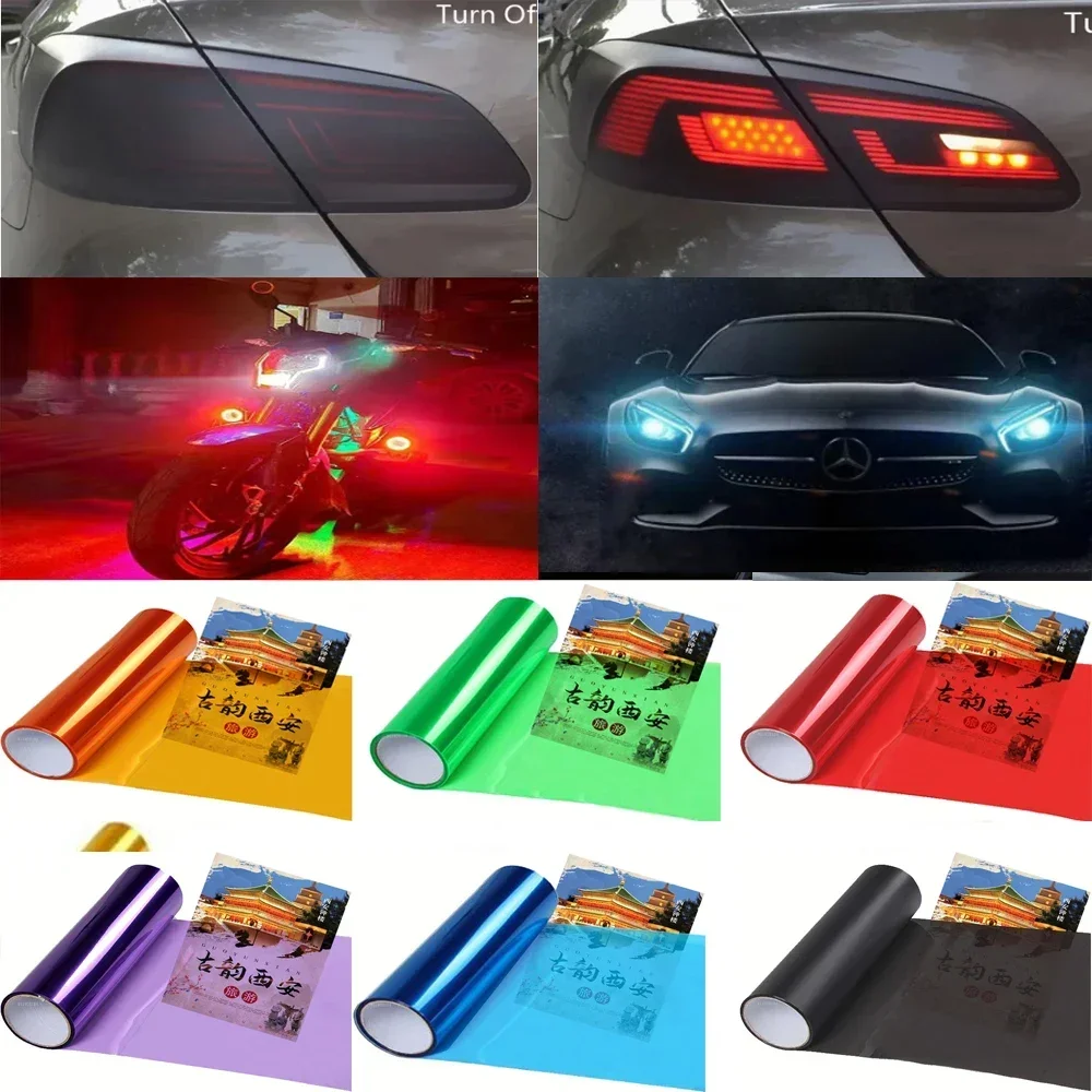 Car Headlight Taillight Protective Film Tint Vinyl Film Auto Lamp Film Sticker Sheet Color-Changing Smoke Matt Rear Fog Stickers