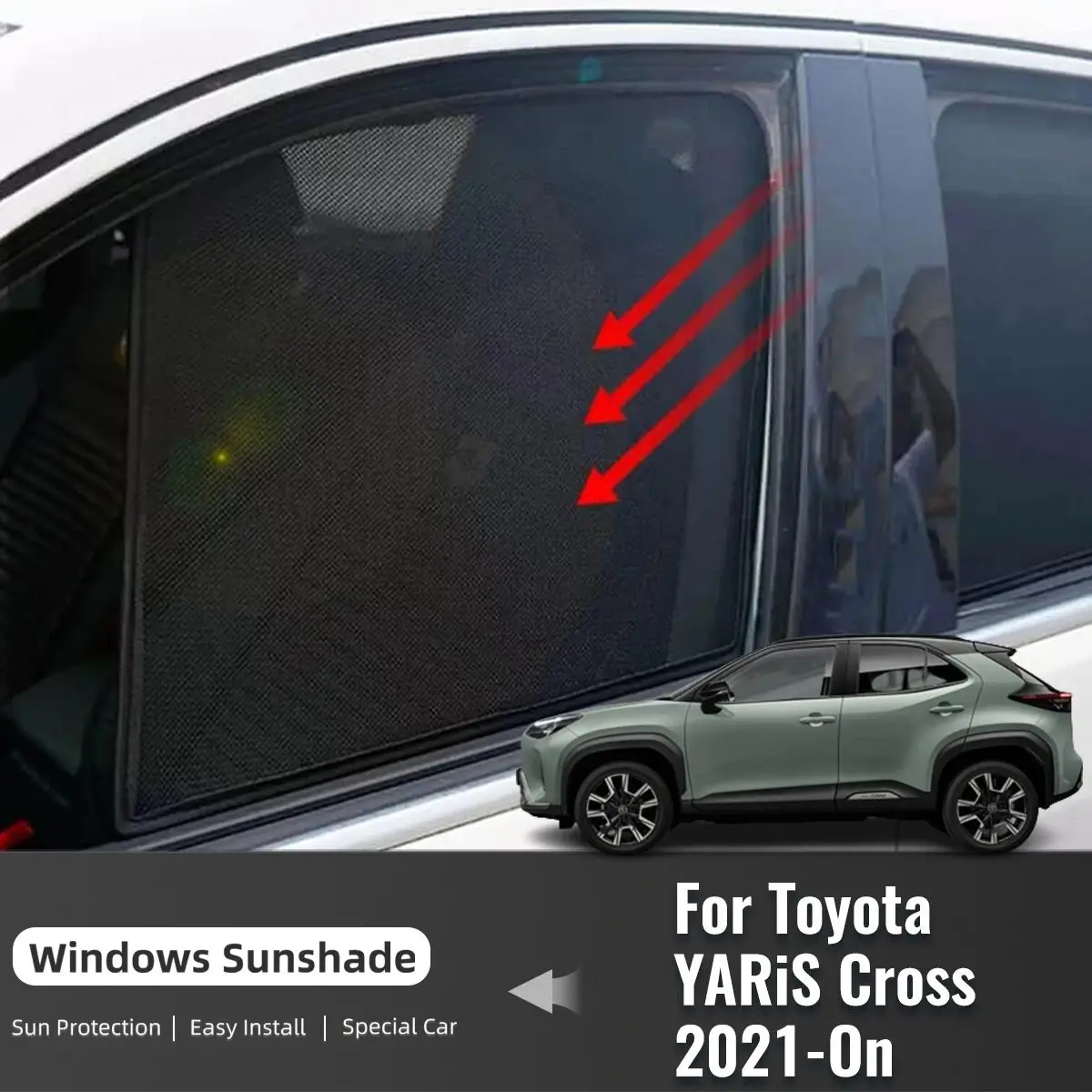 

For Toyota YARiS Cross 2024 2023 2022 2021 Magnetic Car Sunshade Shield Front Windshield Curtain Rear Side Window Sun Shade