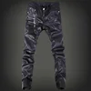 YASUGUOJI New 2025 Outdoors Pu Leather Pants Men Brand Fashion Skull Tag Patchwork Mens Skinny Motorcycle Leather Jeans Men 4