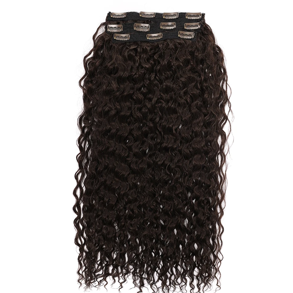 Kinky Curly Clip-in-Haarverlängerungen, synthetisch, 71,1 cm, superlang, Anjo Plus, natürlich, 613, braun, Maiswelle, voller Kopf, künstliche Haarteile – Detail 11