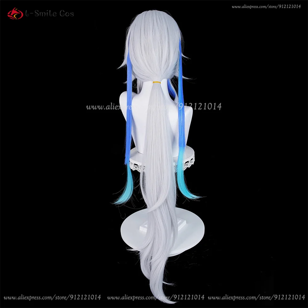 Lantern Rite Neuvillette Cosplay Perücke 98cm Grau-Blau Hitzeresistent Synthetik Halloween 7