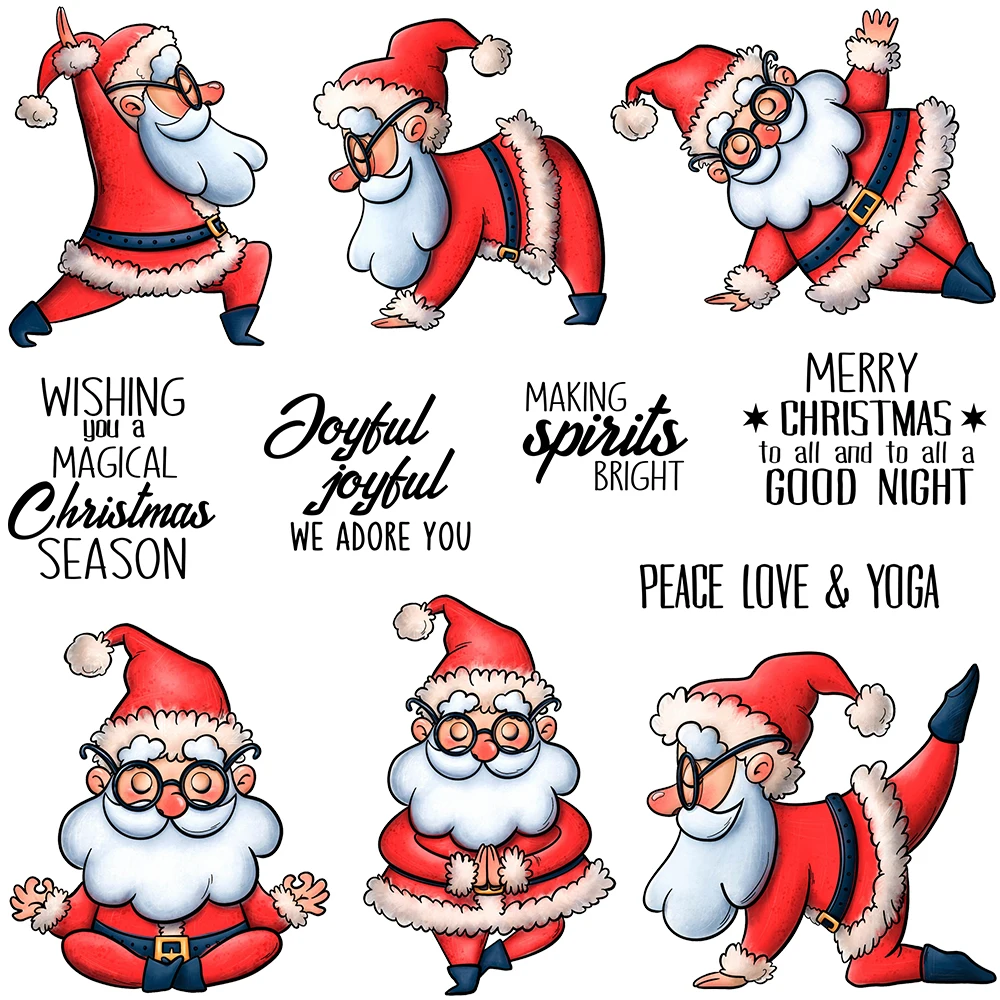 Mangocraft Funny Fatty Yoga Santa Claus Clear Stamps Silicone Stamp for Christmas DIY Scrapbooking