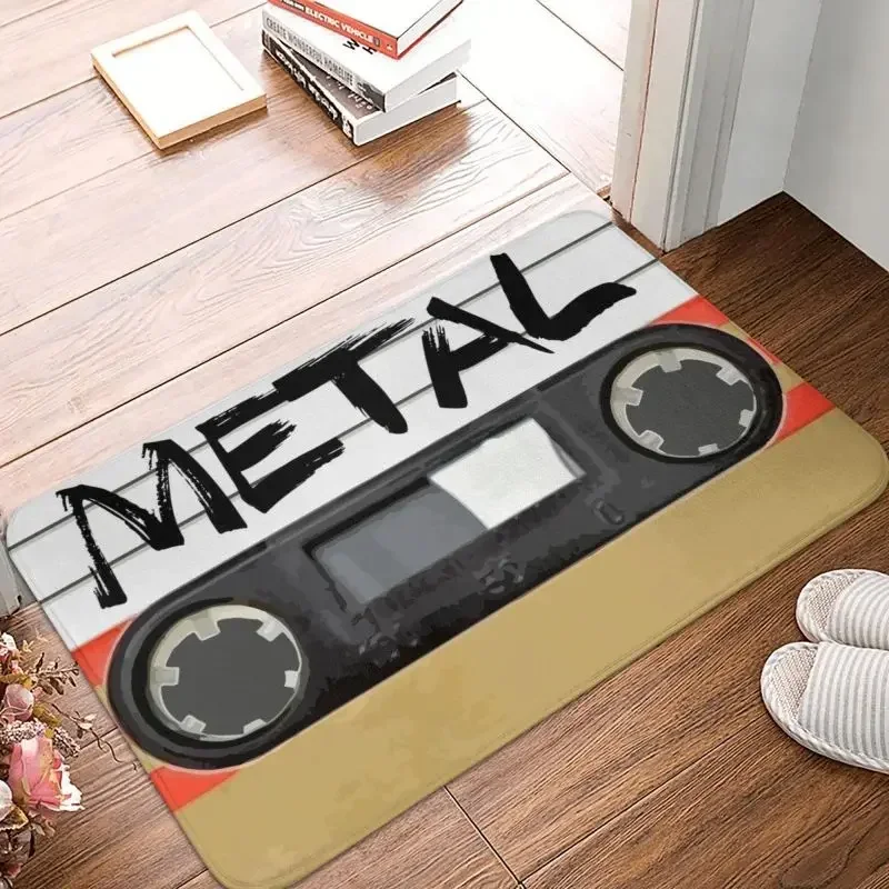Heavy Metal Music Front Door Mat Anti-Slip Outdoor Quick Dry Music Lover Tape Doormat Kitchen Balcony Entrance Rug Carpet