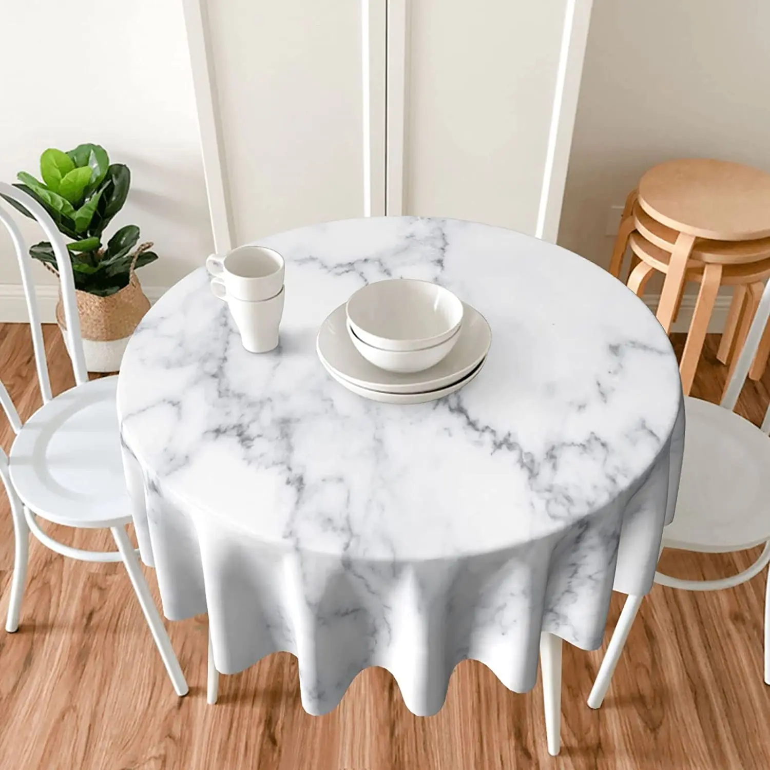 Farmhouse Round Tablecloth Marble Tablecloths Decor Marble Table