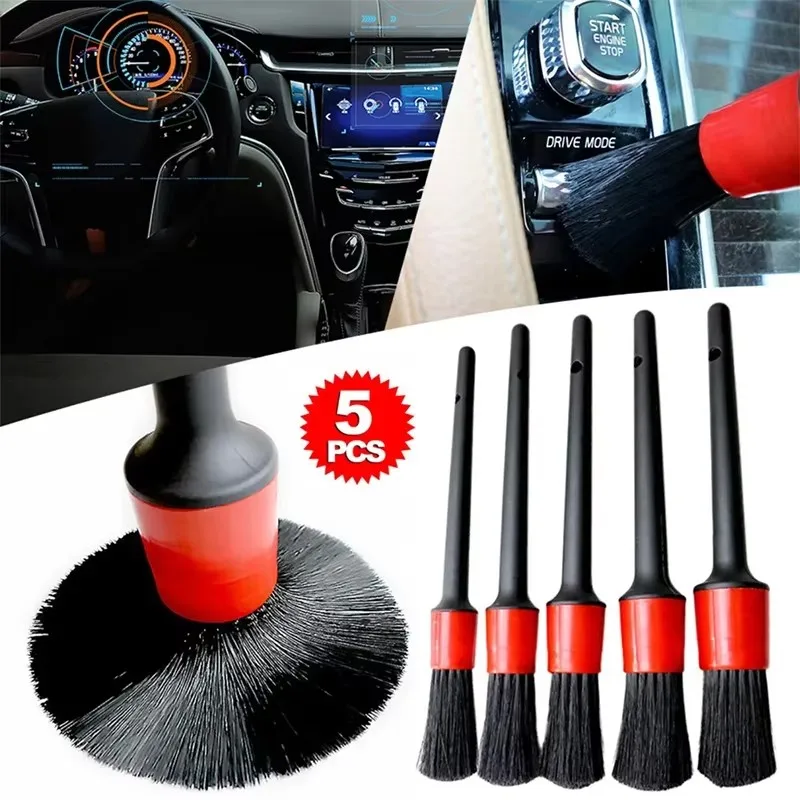 Car Detail Brush Set 5PCS Car Detailing Brushes Clean Seat Detail Brush Car Wash Slit Brush for Cleaning Interior