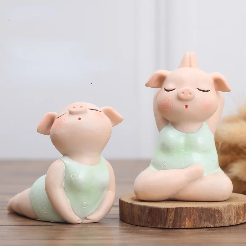 

Yoga Pig Ornaments Home Decoration Accessories For Living Room Cute Creative Ornaments Kawaii Desk Resin Embellishments