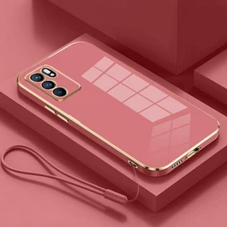 Luxury Square Plating Shockproof Back Cover for OPPO Reno 6Z (Gs6D red)