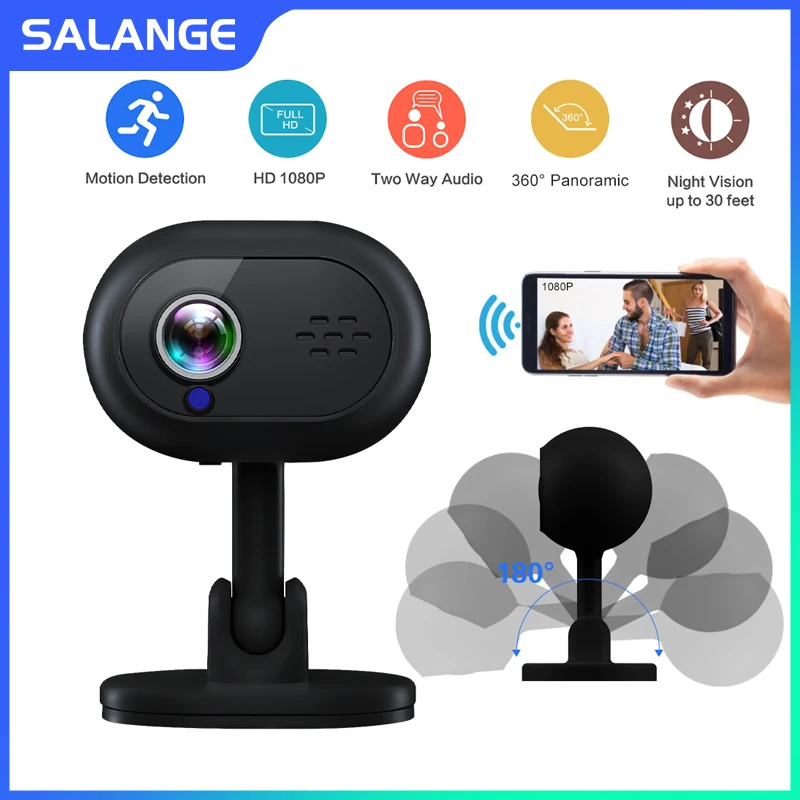 Salange A4 Hd 1080P Mini Wifi Ip Camera Motion Detection 360 Rotazione Night View Citofono Vocale Indoor Smart Cam Baby Monitoring