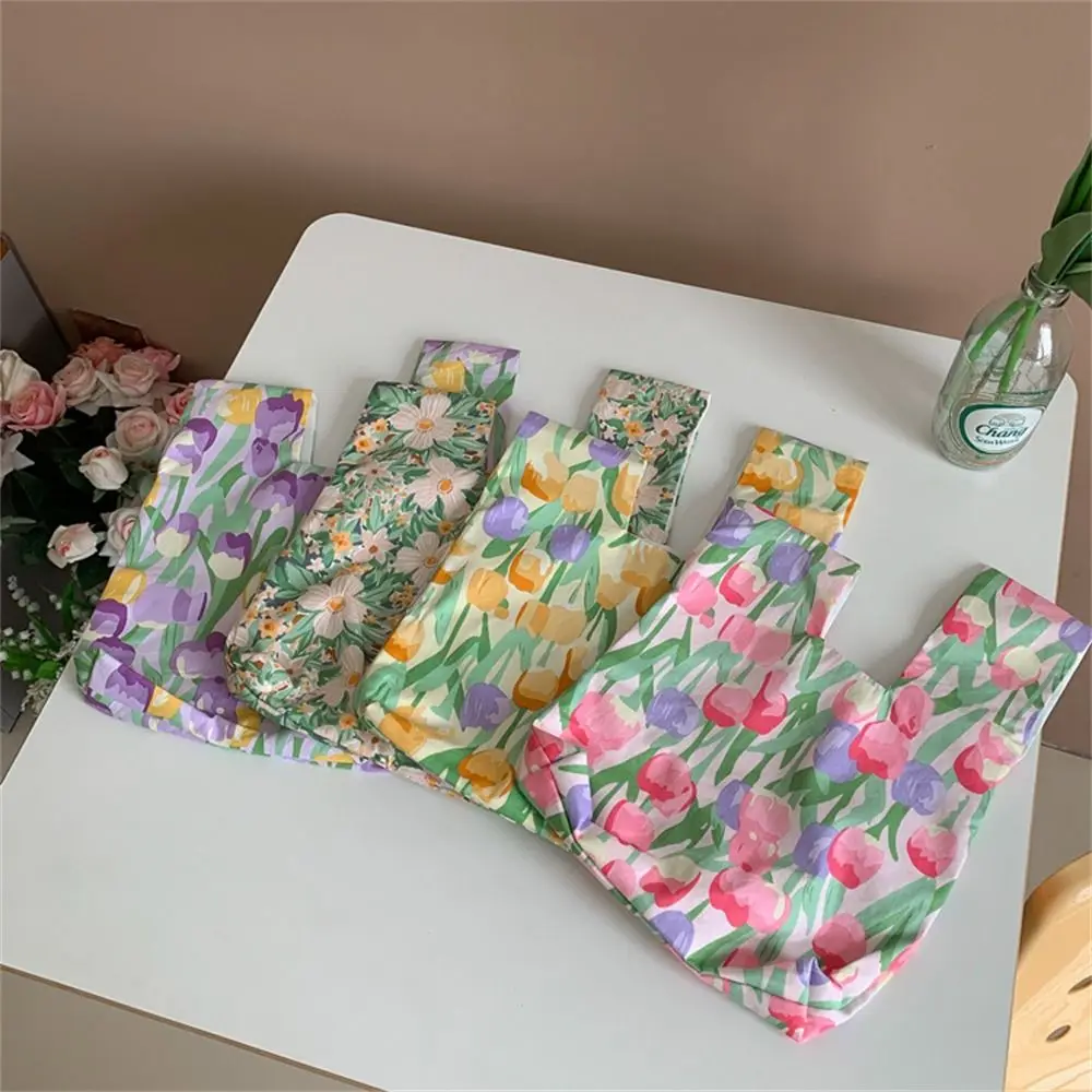 

Хлопковые повязки с узлом сумка на запястье, многоразовый маленький кошелек для монет с цветочным рисунком, женская сумка для девушек