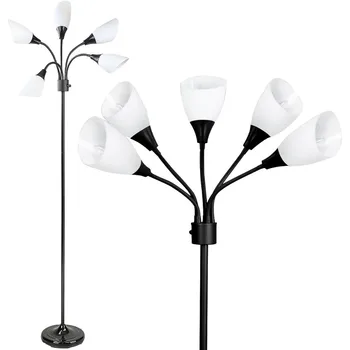 Modern Floor Lamp - 5 Light Standing Lamp for Bedroom with Adjustable Acrylic Multi-Colored Shades - Tall Floor Lamp 3