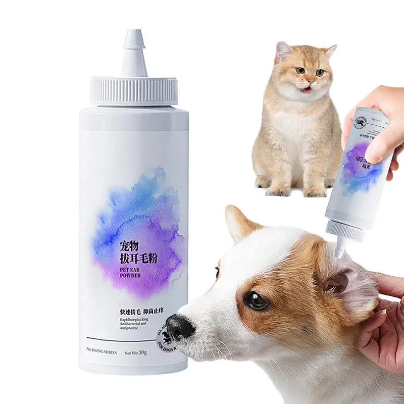 

Ушной очиститель для кошек и собак, ушной очиститель для питомцев с освежающим порошком, аксессуары для ушей для собак и кошек, мягкая Очистка