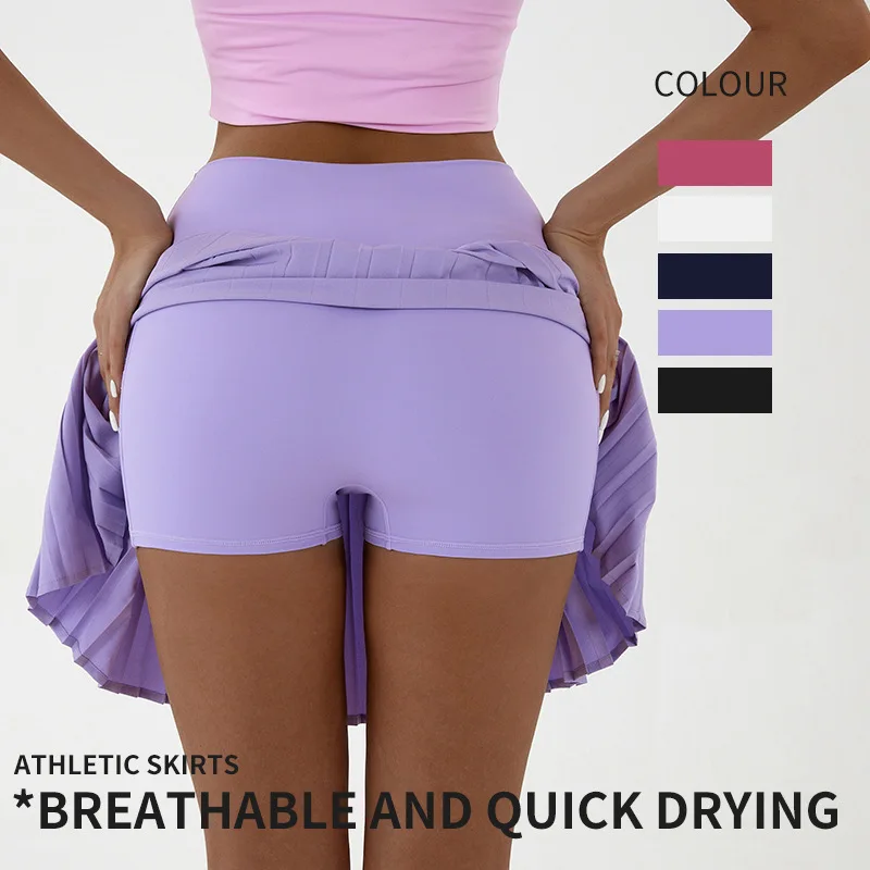 Sports Skirts HGC Tennis Pocket Shorts Skirt Golf Wear Women Training Pleated Yoga Breathable Beach High Waist Gym Running Dry Fit Fitness