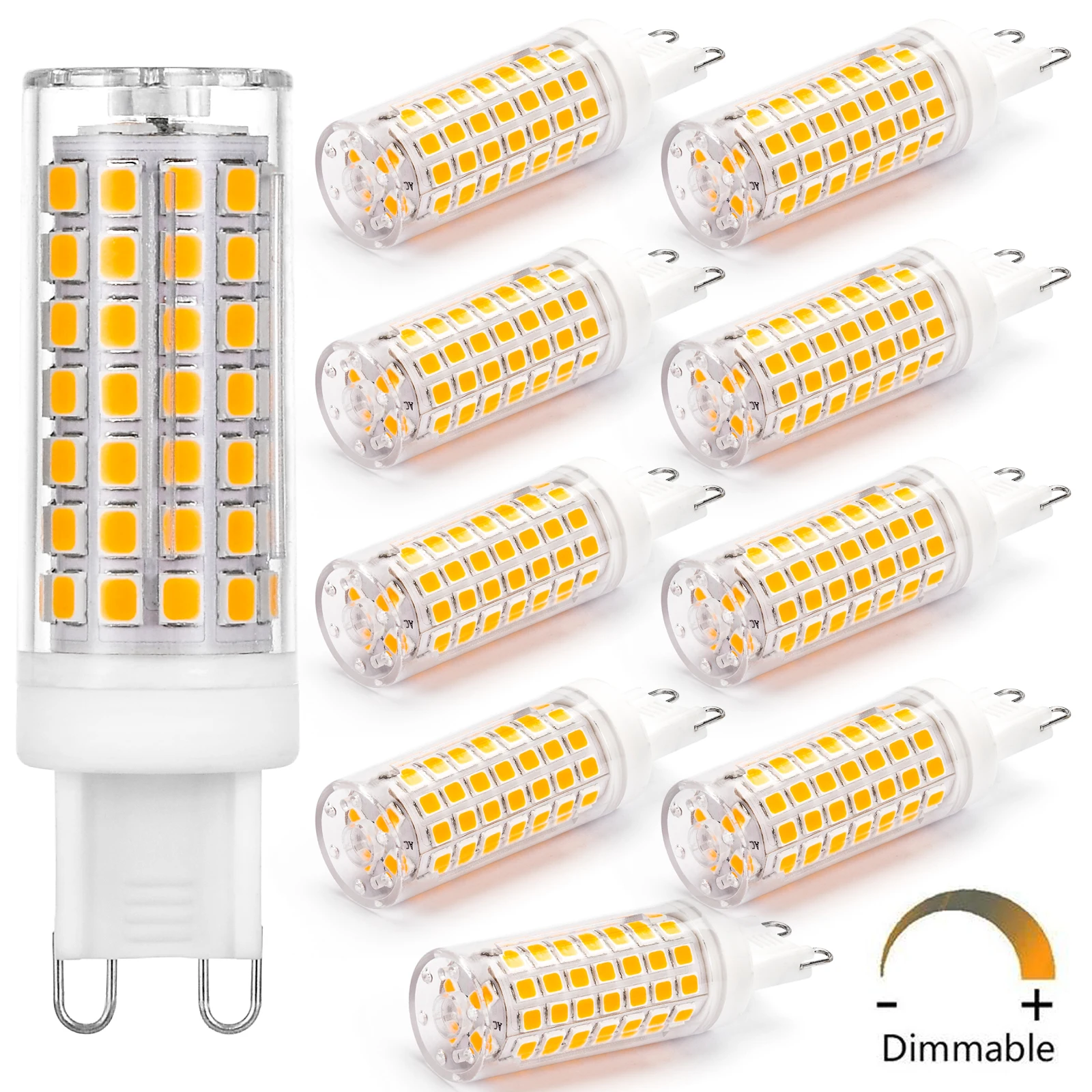 10 Pack G9 LED Dimmable 6W 220V 120V LED Home Lamp G9 Bulb SMD2835 88LED 360&deg; Beam Angle Equivalent 50W 60W T4 Halogen Bulb
