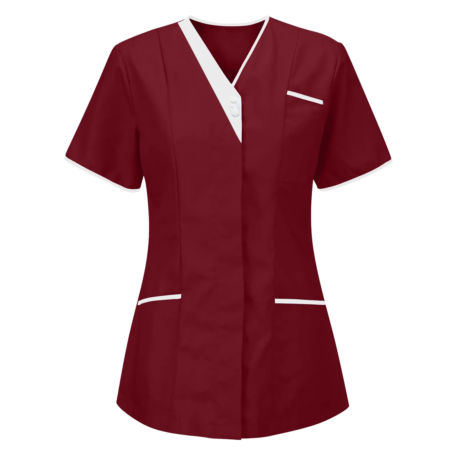

Women Nursing work Uniform V Neck short Sleeve Solid Color Slim Working Blouse Beauty Salon Pharmacy Hospital Scrubs Workwear