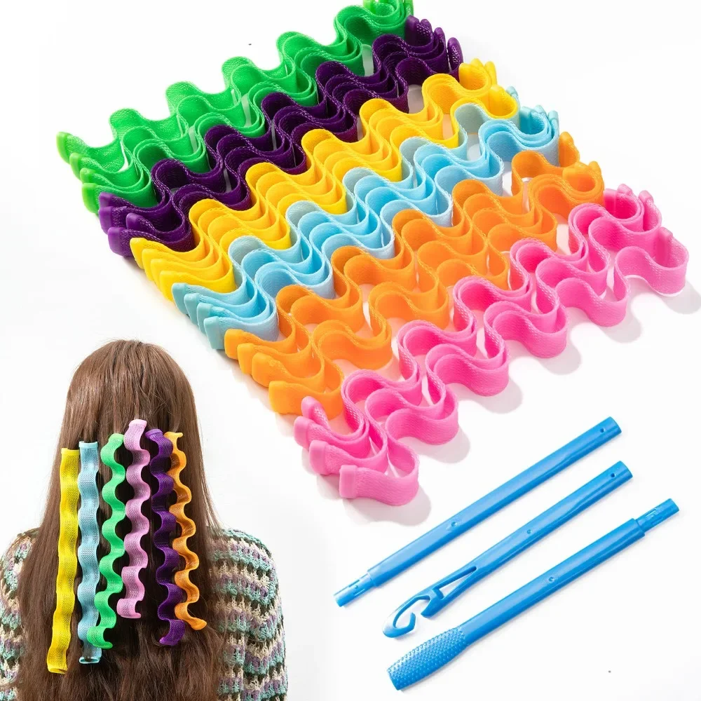 Hair Curling Tools 12pcs DIY Magic Hair Curler 30CM Heatless Hair Rollers Curlers Hairstyle Roller Sticks Wave Formers Curling Styling Tools