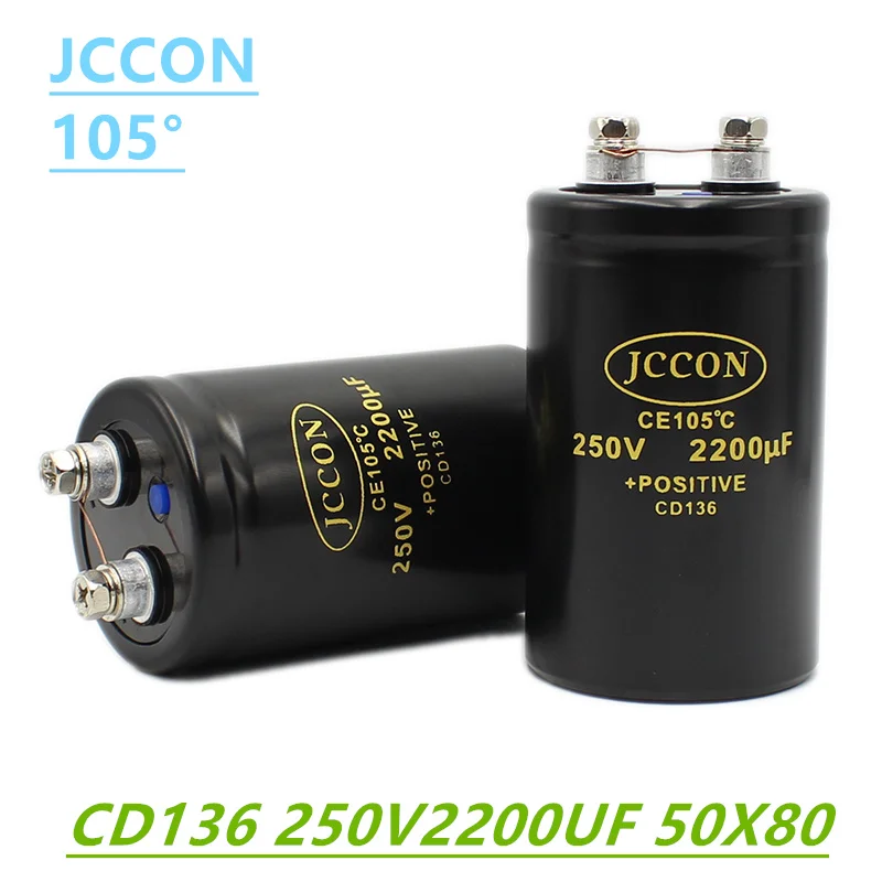 JC bolt electrolytic capacitor 250V2200UF 50x80mm CD136 variable frequency screw capacitor CE105 ℃ original brand new