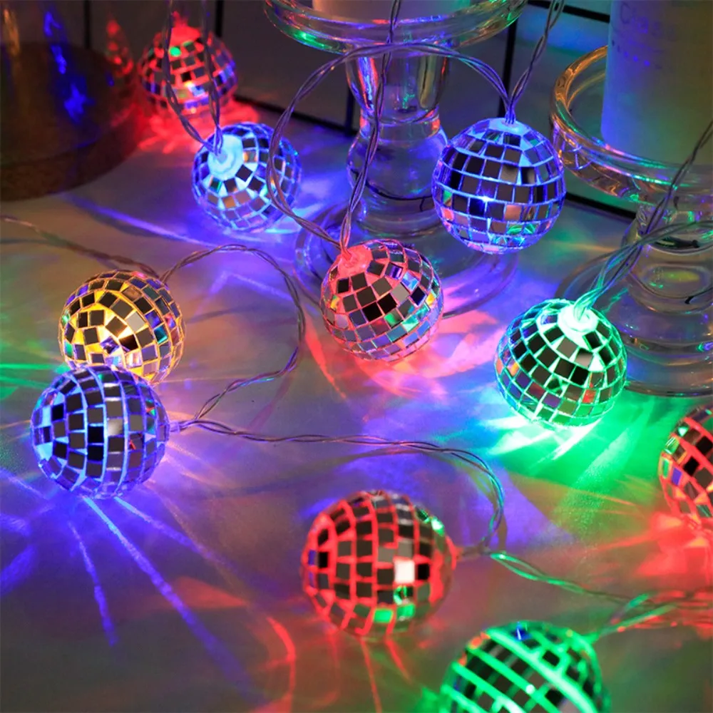 

Fairy String Light Disco Ball Mirror Lamp Night Light Battery Powered LED String Lights New Year 1.5/3M Stage Reflection Lamp