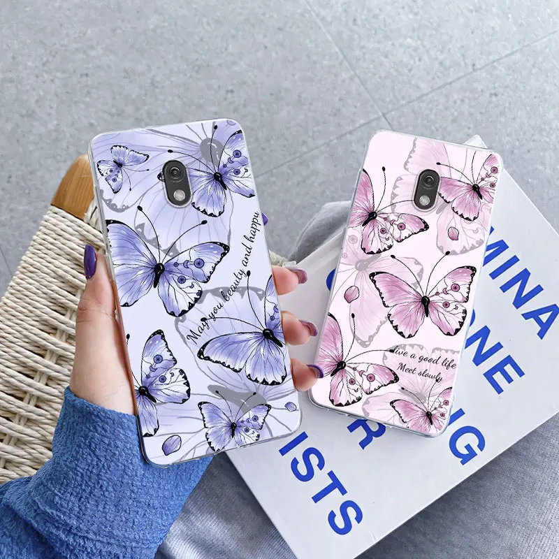 Luxurious Butterfly Flower Clear Soft Silicone Protective Phone Case