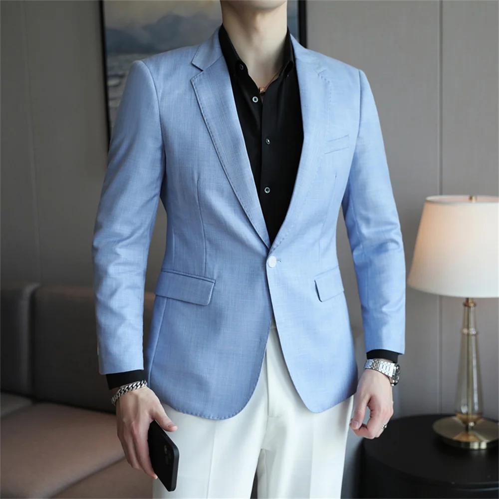 Elegant Jacket Blazer Male Suit 2023 New in Jacquard Striped Plaid Solid Color Formal Groom Wedding Dress Male Suits Coat Jacket
