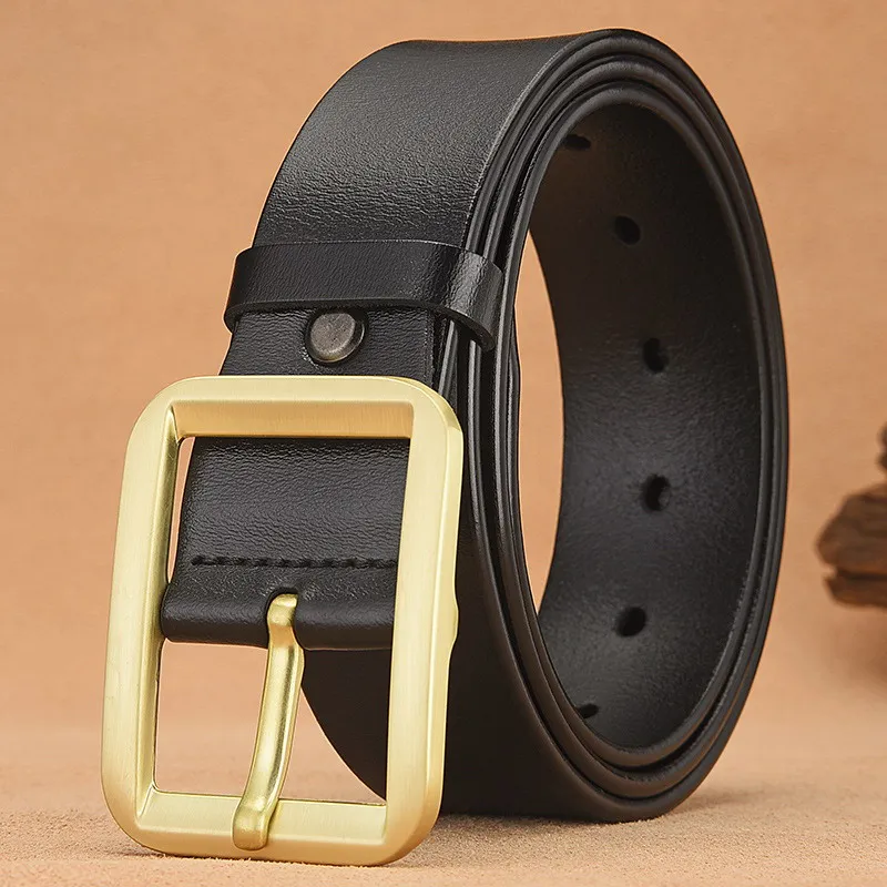 

Aged Fashion Mens Business Leisure Belts Golden Metel Pin Buckle Leather Waist Strap Male Casual Dress Office Cinto Trending