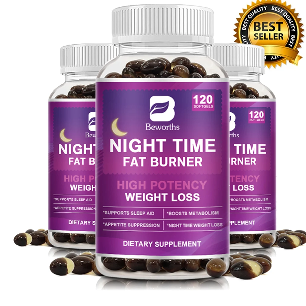 3Bottles Night Time Fat Burnner Capsule For Women and Men Loss Weight Management Weight Slimming Tool Detox Burning Fat
